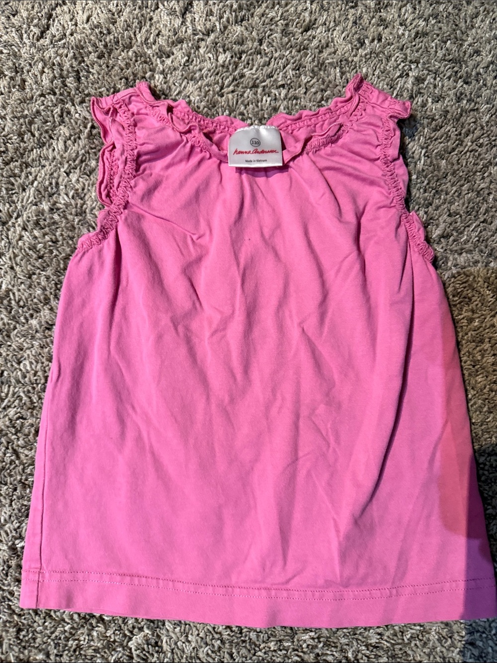 Hanna Andersson Bright Pink Ruffle-Shoulder Tank